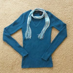Pretty blue v neck, 100% cotton sweater.